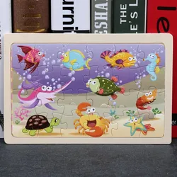 24 - Piece Wooden Animal Jigsaw Puzzle Set for Kids - Early Learning Educational Toy Gift (21)
