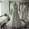 Mryarce Sleeveless Jacquard Wedding Dress V Neck A Line Bridal Gowns With Pockets 6