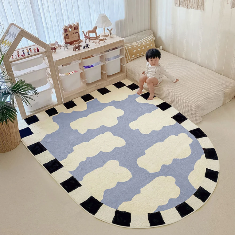 

Living Room Carpet Large Area Home Decor Fluffy Plush Children's Room Crawl Anti-slip Mat Clouds Bedroom Bedside Rug Customized