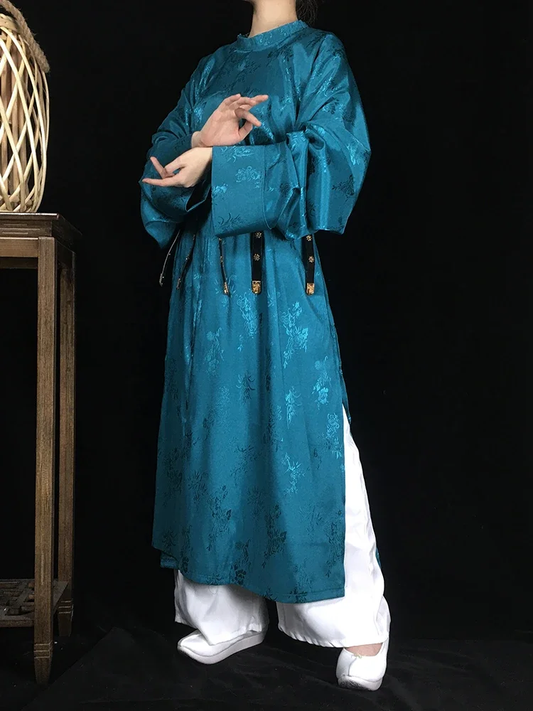 

Chinese Traditional Mandarin Gowns Hanfu Robe Wing-chun Kung Fu Uniforms Solid Stage Crosstalk Performance Costume Chinese Tang