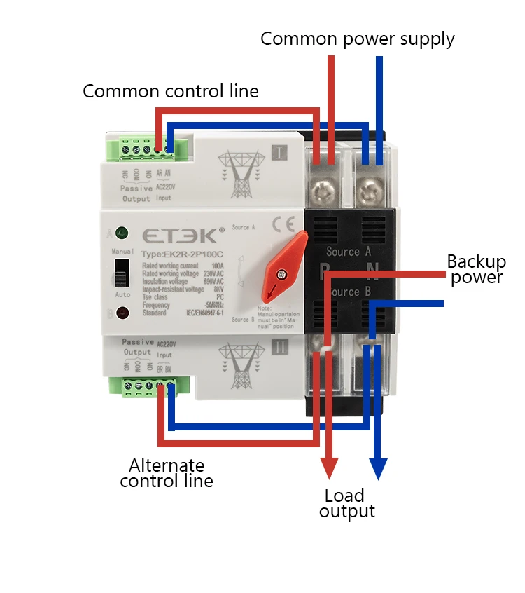 Dual Power Automatic Transfer Switch 220V 2P 4P Din Rail ATS Generator Power Sup
