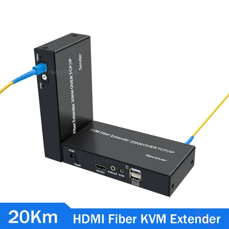 20Km Ip Hdmi Fibra Kvm Extender Over Sing Cavo In Fibra Sc 1080P Hdmi Usb Kvm Fibra Ottica Ricetrasmettitore Supporto Mouse Tastiera Usb