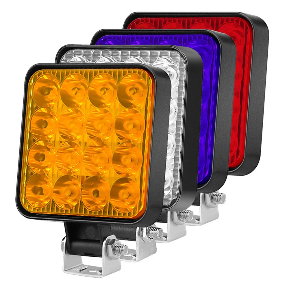 방진 12V 16 LED 헤드 라이트 작업 조명 오프로드 스포트라이트, 1200LM 48w ABS + LED IP65 방수 고강도 자동차 LED 조명