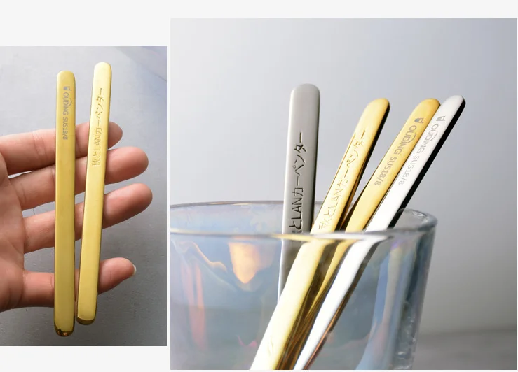 Description Picture 3 of itemGold Coffee Stirrer Stainless Steel Creative Coffee Spoon Mix Cocktail Stirring Sticks For Wedding Party Bar Manual Mixing Rod