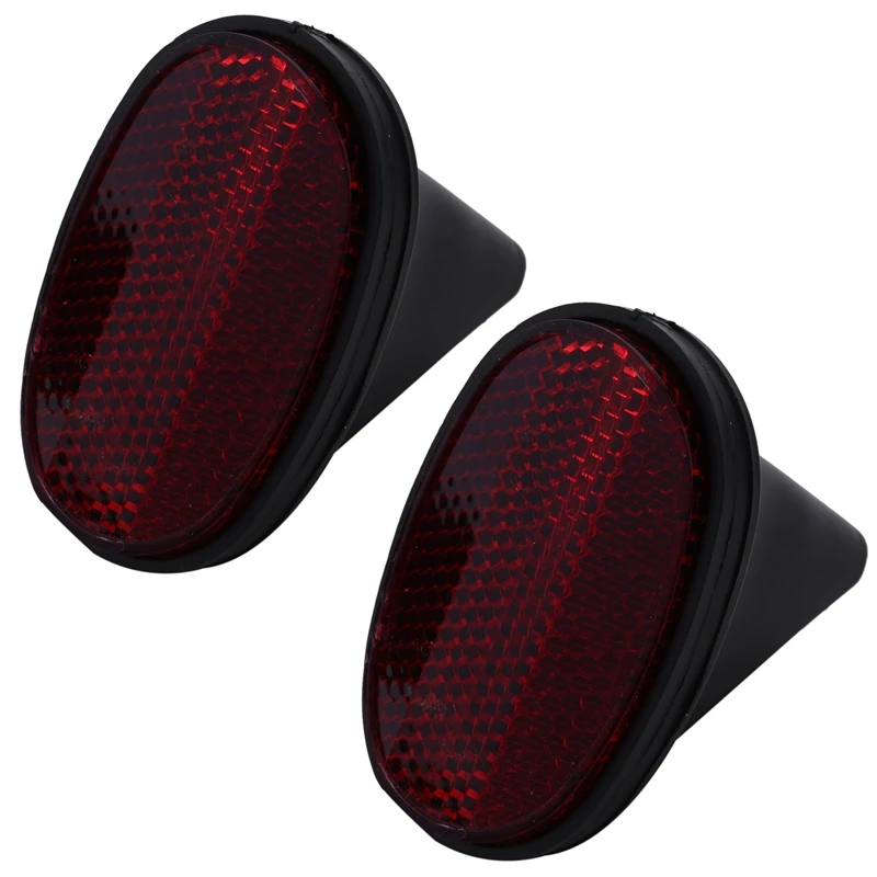 

2 Pcs Bicycle Rear Tail Fender Reflector Mudguard Oval Warnning Red Black