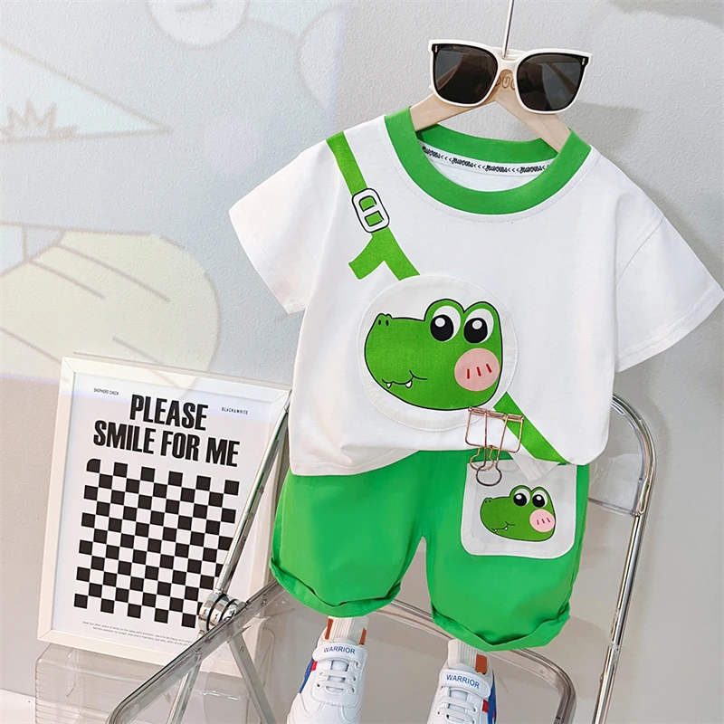 

Children Summer Clothing Sets Baby Boys T Shirt Shorts 2 Pcs Cartoon Girls Tracksuits Kids Sportswear Infant Clothes Outfits