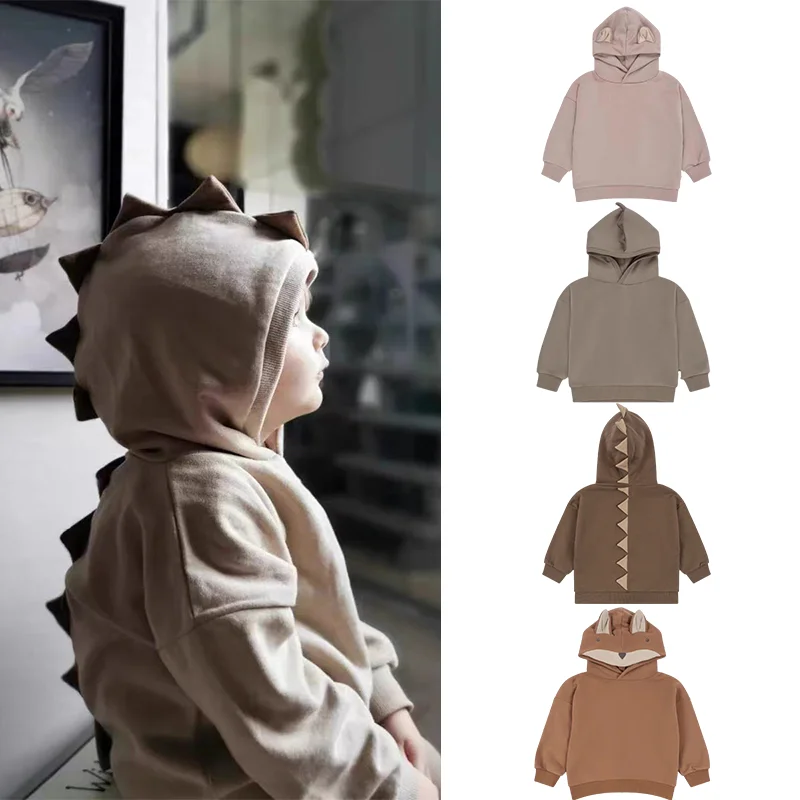 

2023 KS Brand Kids Sweaters for Boys Girls Cute Print Sweatshirts Hooded Baby Toddler New Autumn Cotton Outwear Tops Clothes