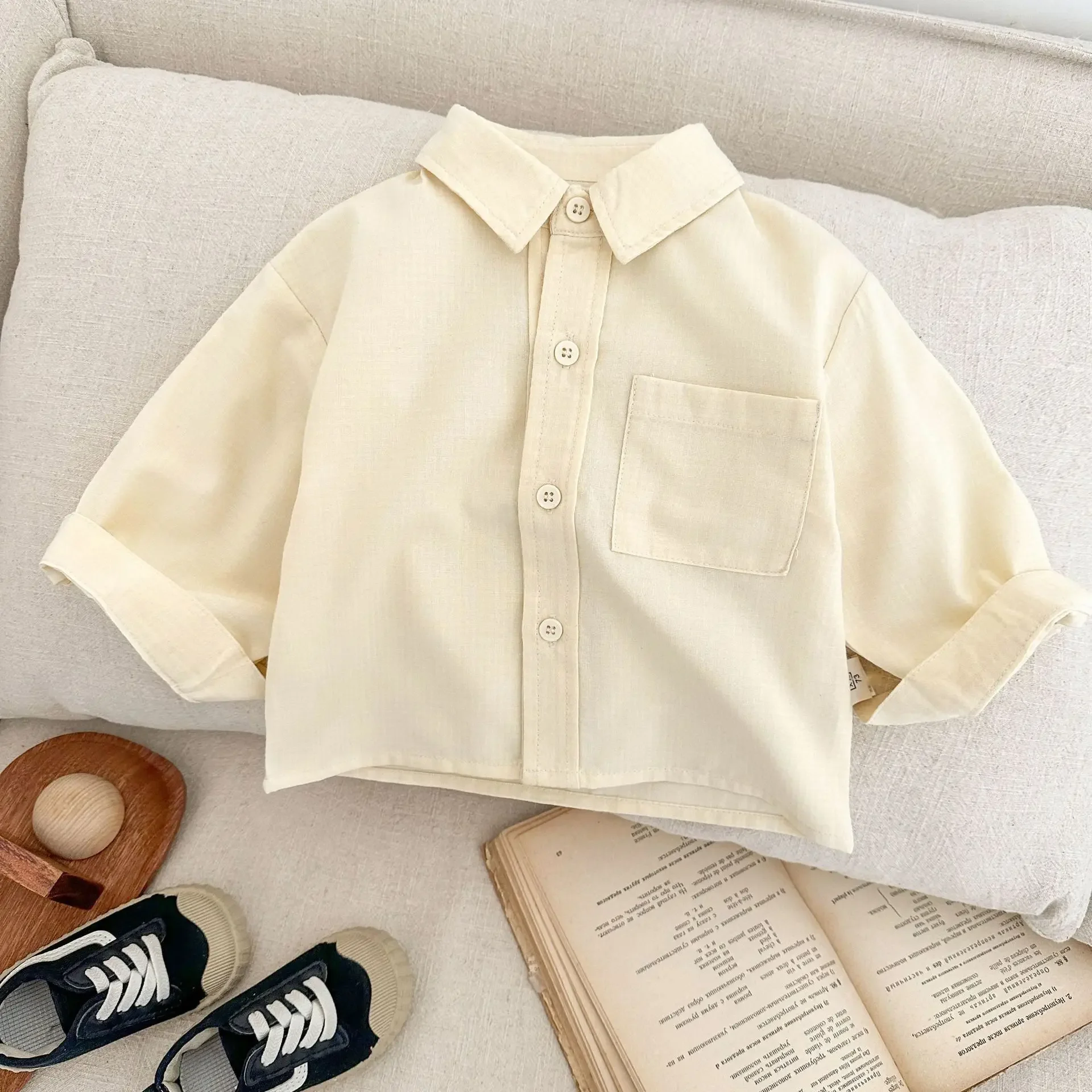Baby Clothing Boys Baby Korean Style Casual Shirt Spring New Boys Handsome Cotton Shirt Retro Loose Comfortable Coat