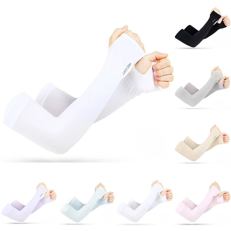 UV 태양열 암 슬리브, 남녀공용 사이클링 핑거리스 장갑, 시원한 머프, 여름 아이스 실크 탄성 암 커버, 운전 선번 방지 슬리브 