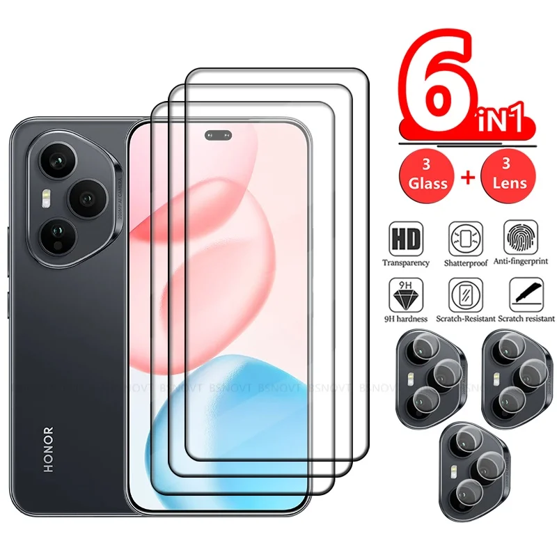 Premium 6-in-1 Full-Coverage Tempered Glass Screen Protector with Lens Shield