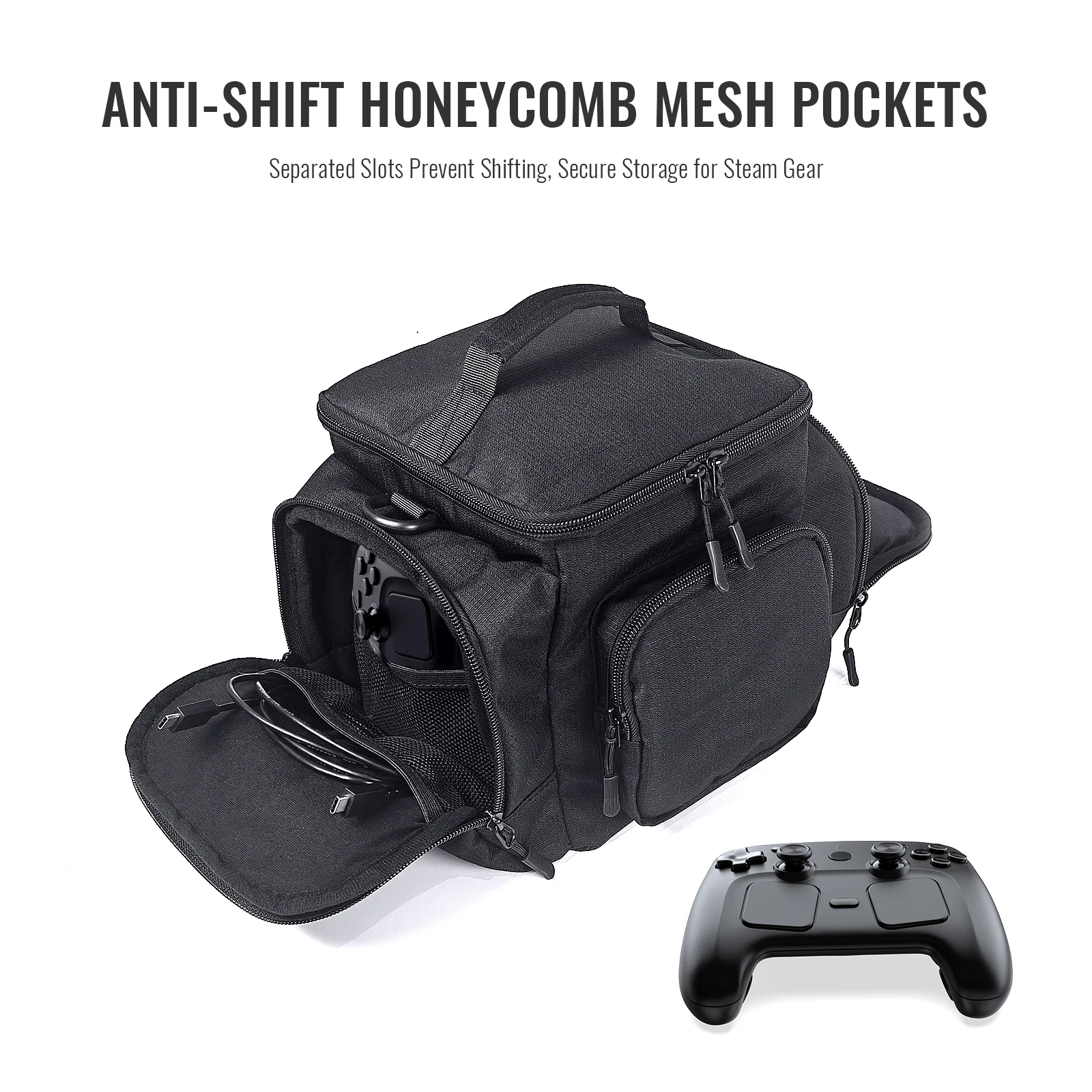 Borsa da Viaggio per Console Steam, Grande Capacità, Impermeabile, Antiurto, per Controller e Cavi, con Tracolla - immagine 3