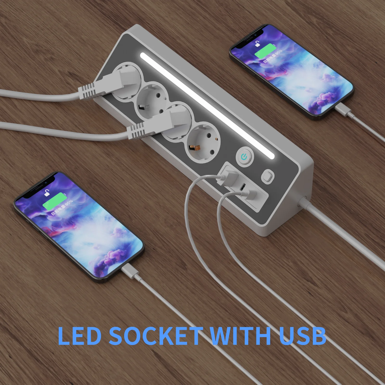 EXTRASTAR Flat Plug Multiple Socket 3-Way Power Strip Flat Plug With - View #8