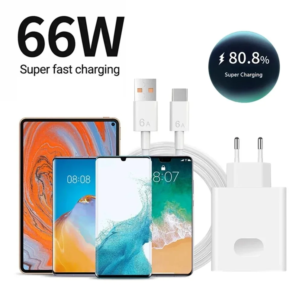 High-Power 66W 6A Super Fast USB-C Charger with Rapid Charging Cable
