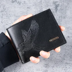 Men's Slim Eagle Design Soft Leather Wallet - Youth Edition (Black)