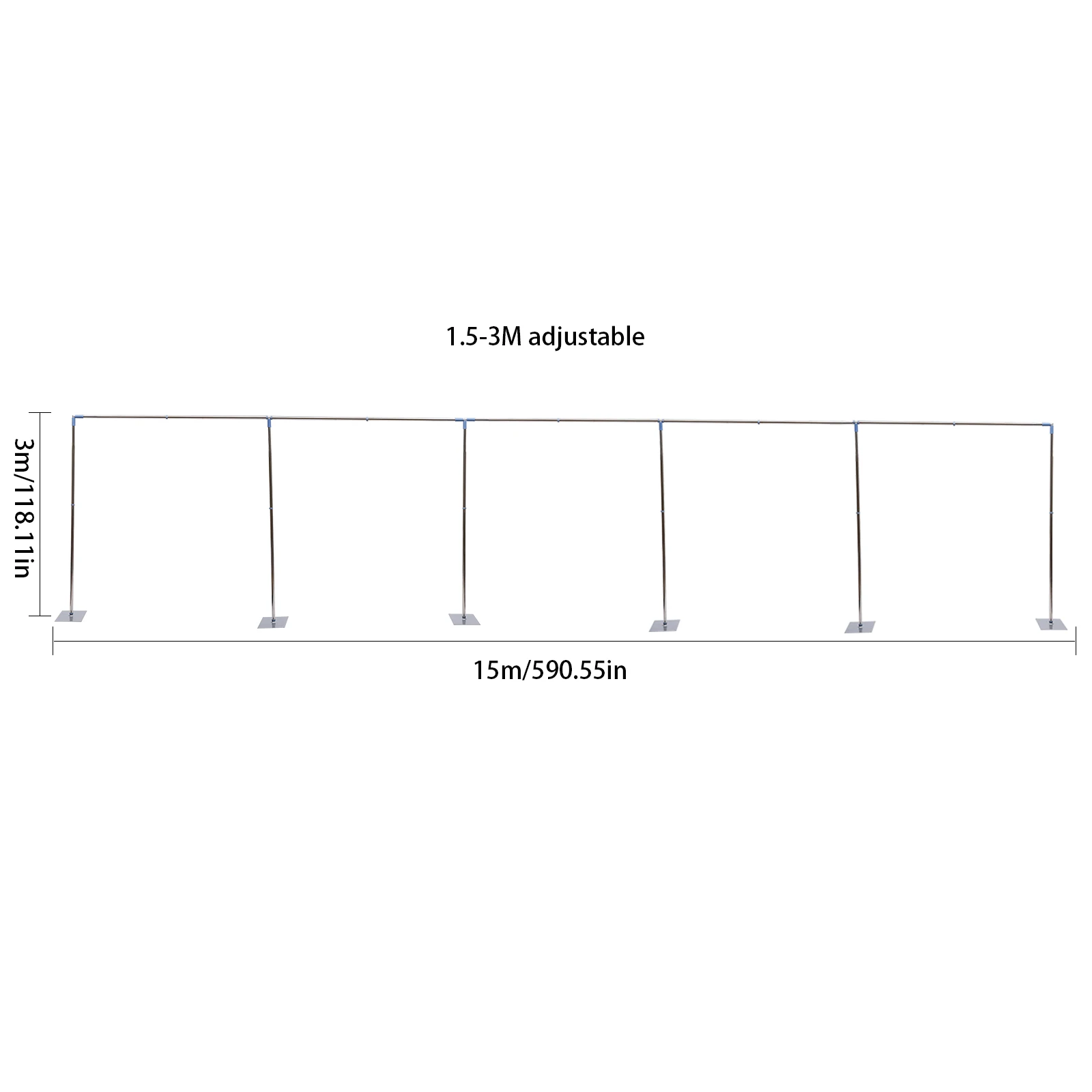 3x15m Wedding Party Backdrop Stand Pipe Kit Stainless Telescopic Curtain Frame