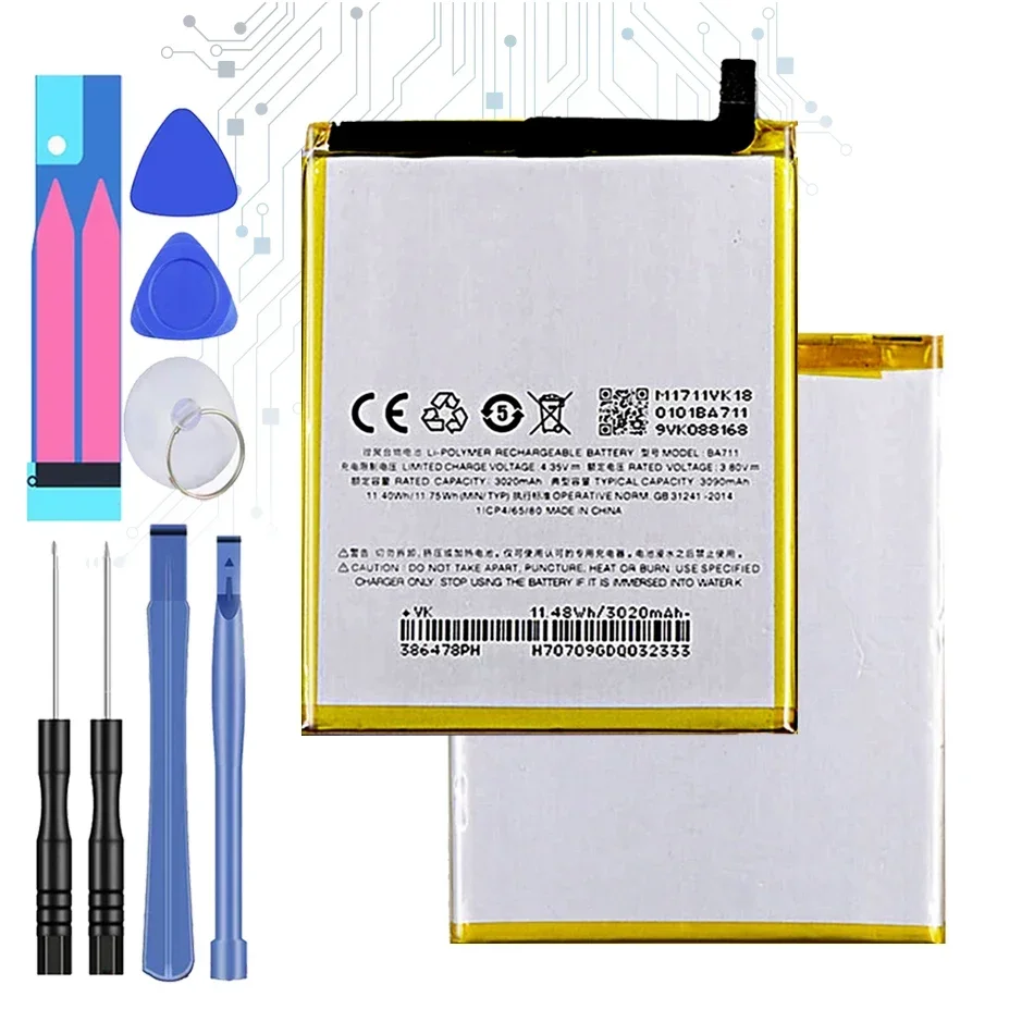 

For Mei Zu BA711 BA 711 3020mAh Mobile Phone Battery For Meizu M6 (M6 Mini) M6Mini Batteria + Free Tools