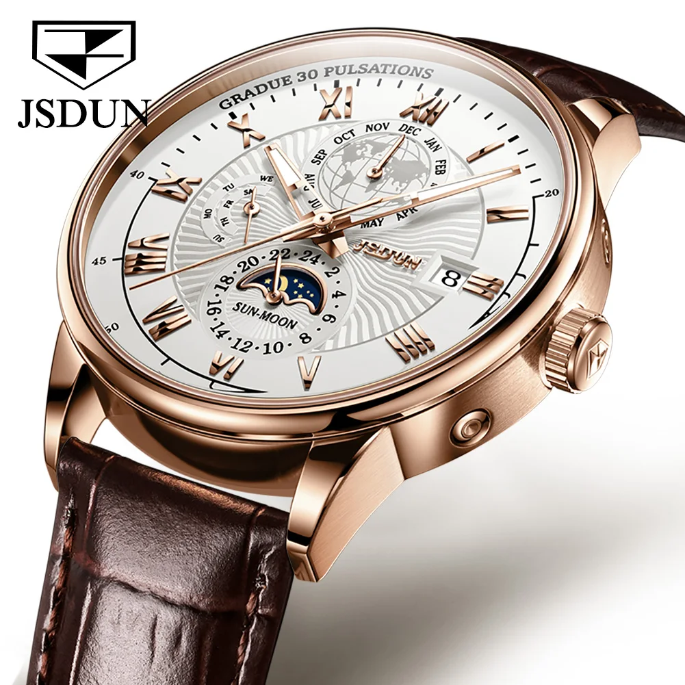 

JSDUN Watch For Men Luxury Top Brand Mechanical Wristwatches Waterproof Sport Men's Watches Moon Phase Business Man Watch