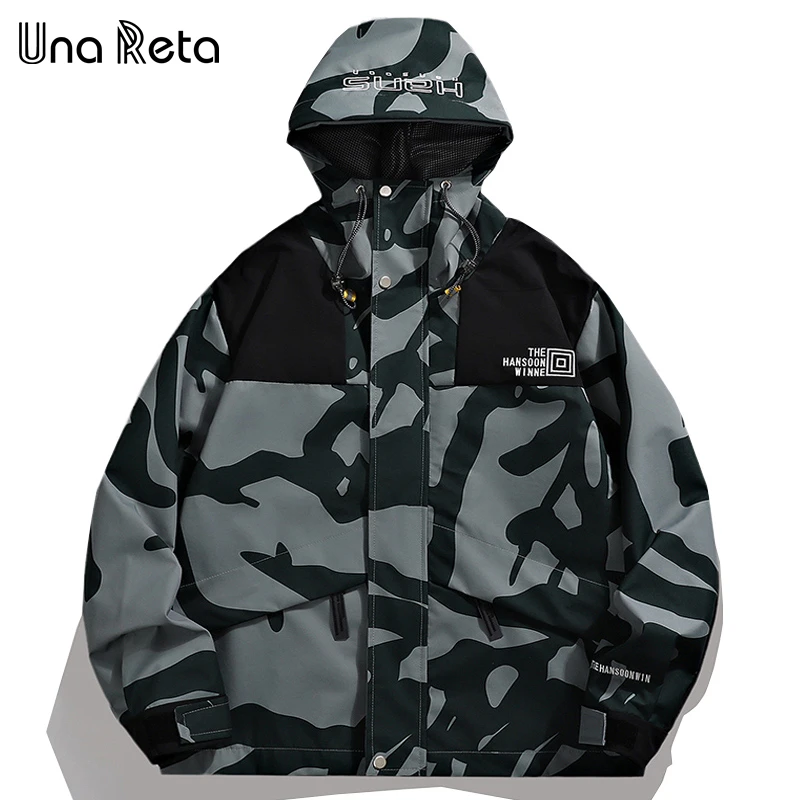 

Una Reta Jackets Men Spring Autumn New Harajuku Hip Hop Camouflage Stitching Coat Man Streetwear Loose Casual Hooded Jacket Man