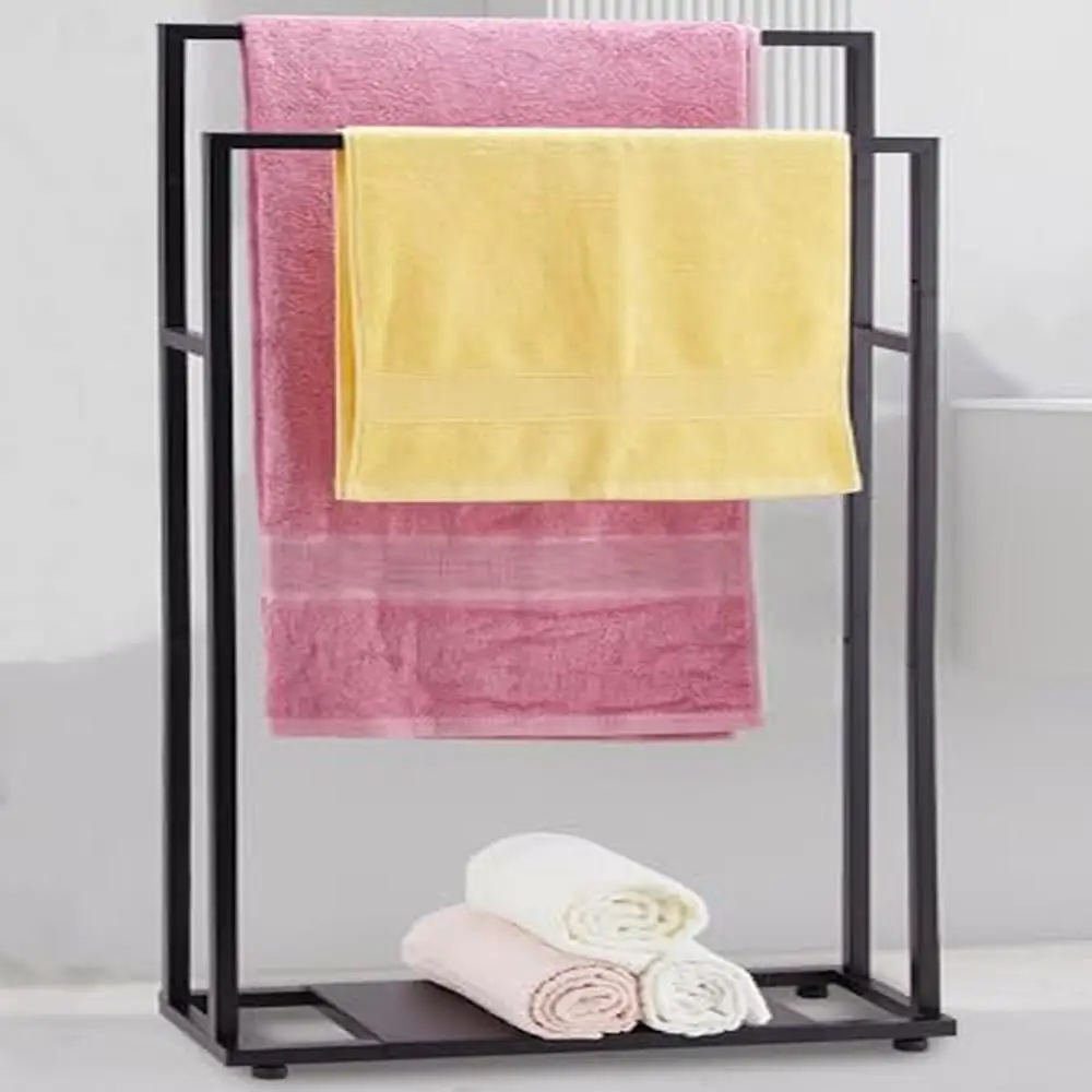 

39" Tall 2 Tier Bathroom Towel Rack Stand with Storage Shelves Stainless Steel Mobile Bathroom Towel Organizer Bathrooms Living