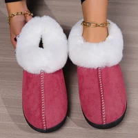Fur Ankle Fluffy Slippers Women 2024 Winter Warm Plush Indoor Home Slippers Woman Faux Suede Closed Toe Soft Sole House Shoes 1