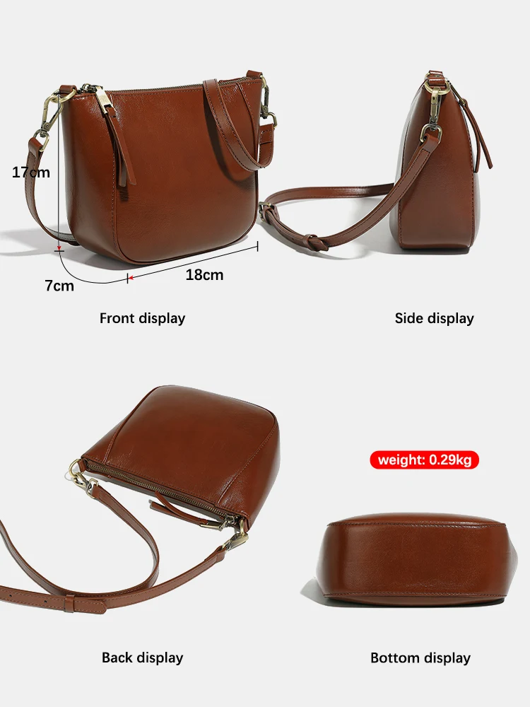Zency Genuine Leather Small Handbag Crossbody for Ladies Retro Phone Purse Women's Shoulder Messenger Bags