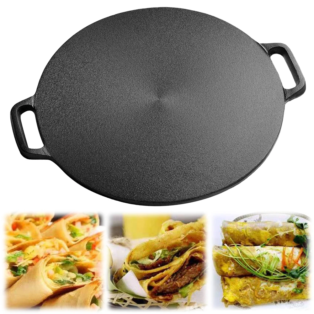 Pancake Pan Non Stick Cast Iron Skillet with Handle Baking BBQ Grill for Home Kitchen