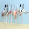 Cat Toy Cat Teaser Stick Handmade Cotton And Linen Woven Wooden Pole Cat Teaser Stick Cute Simulation Mouse Cat Interactive Toy 2