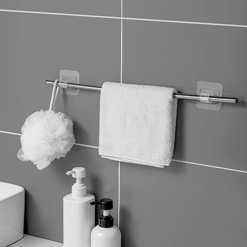 

4Pcs Nail-Free Adjustable Curtain Rod Holder Clamp Hooks Rod Bracket Holders Adhesive Wall Curtain Fixed Clip Hanging Rack Hook