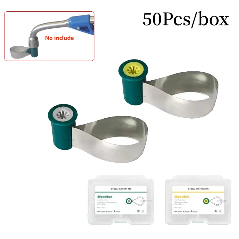 50Pc Dental Matrix Bands Steel Matrix Double-Side Sagomato Cinturini A Matrice Anatomicamente A Forma Di Manopola Tipo Matrix Materiale Odontoiatrico