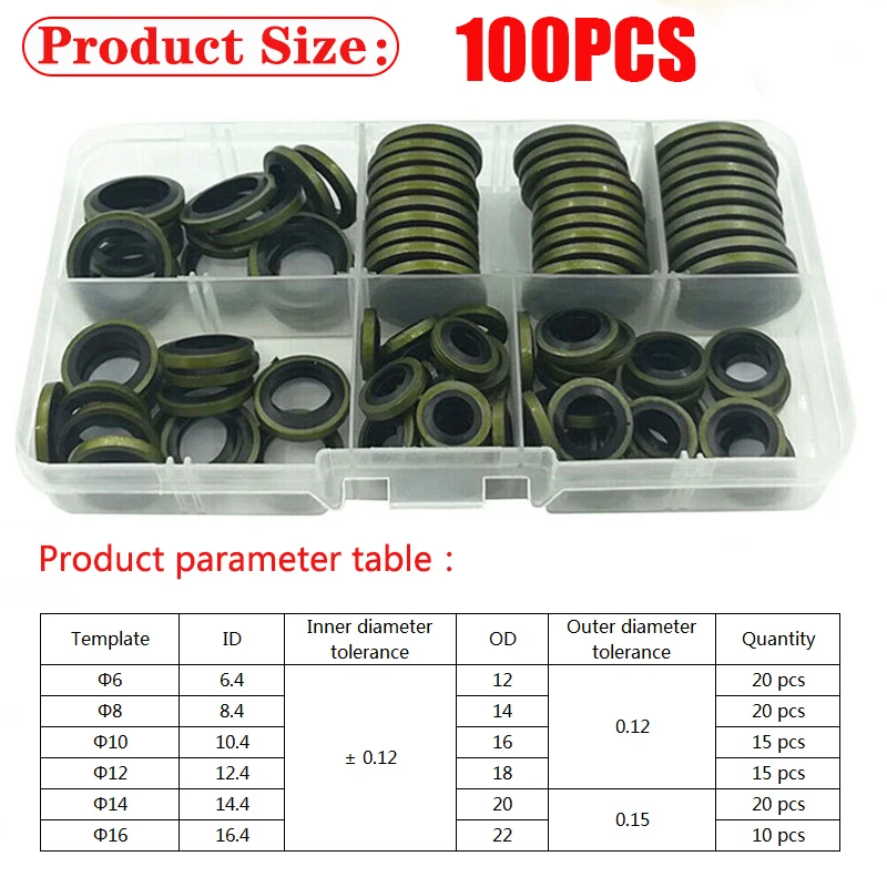 240/150/100pcs 보세 씰 씰링 링 분류 키트 오일 배수 나사 결합 와셔 씰 M6 M8 M10 M12 M14 M16 M18 M20 M22