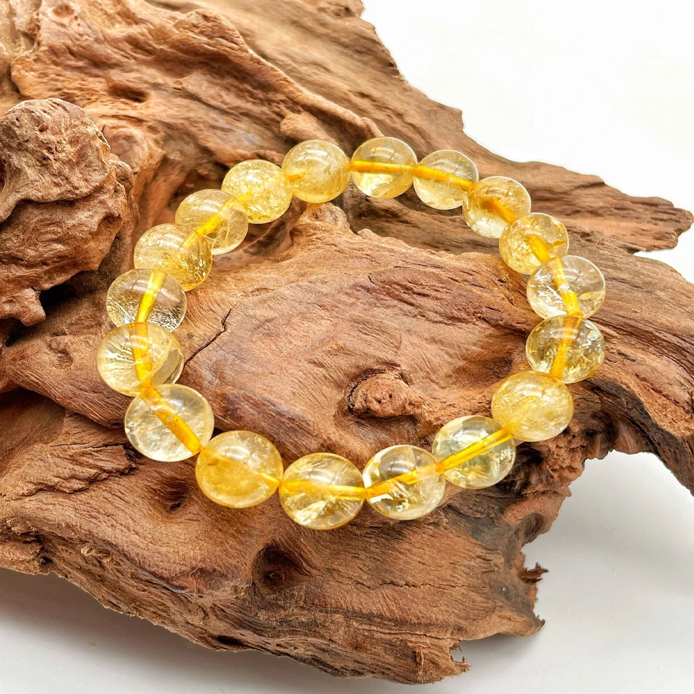 Natural Citrine Stone Round Loose Spacer Beads For Jewelry Making Bracelet Handmade Ornament DIY Decorative Accessories