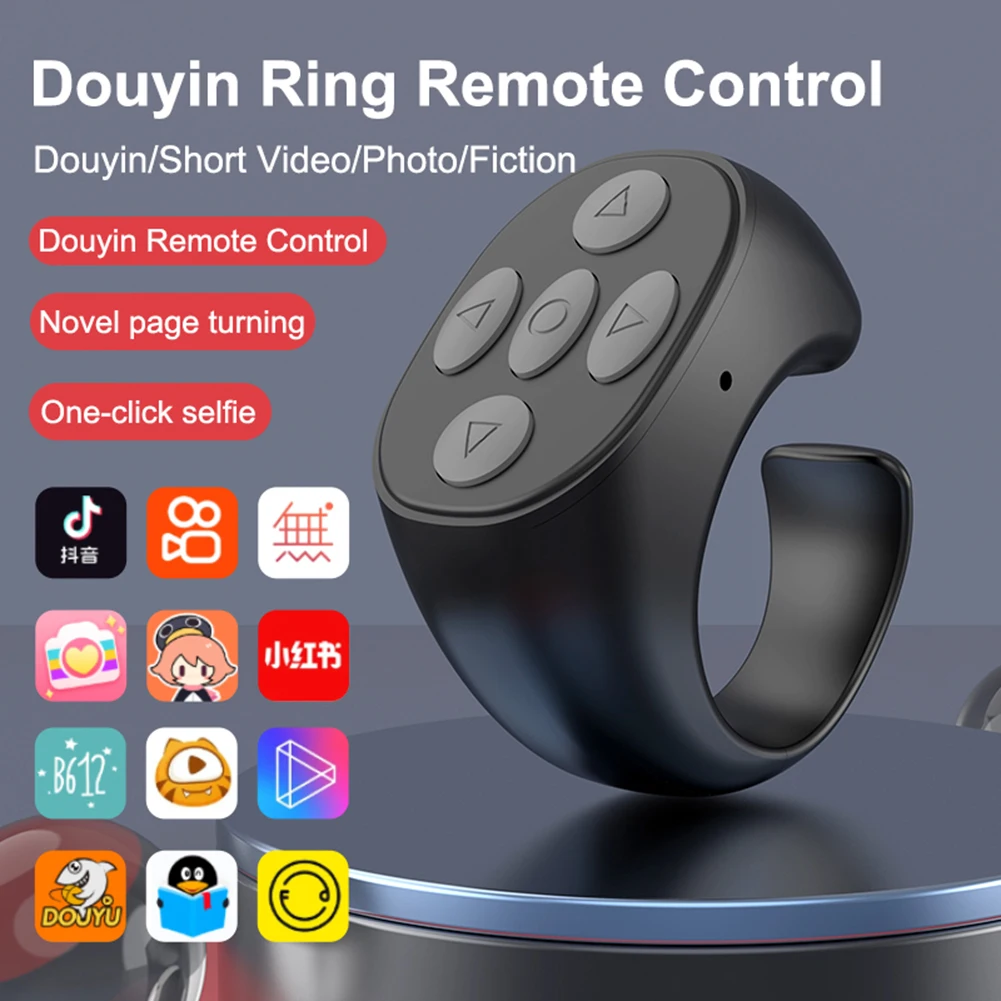 Wireless Bluetooth Ring Remote Control Portable Fingertip Selfie Video