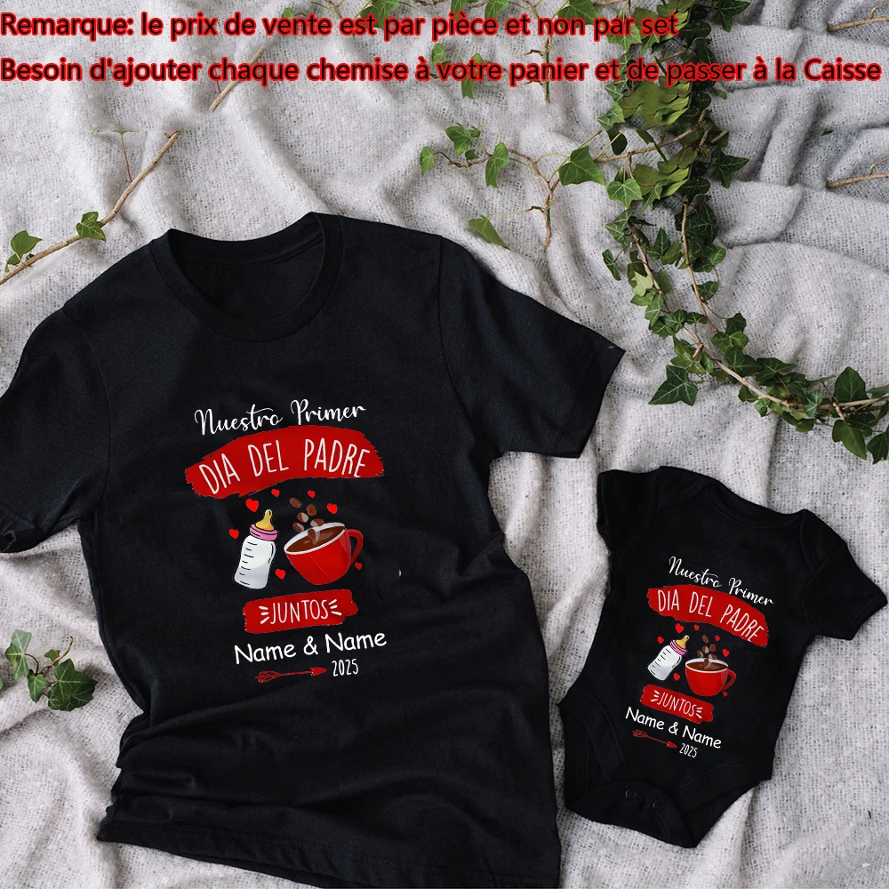 Personalised Our First Father's Day Family Matching Outfits Dad Shirts Baby Rompers Family Clothes First Father's Day Gift 5