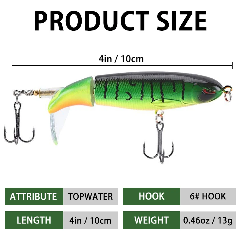 6Pcs Whopper Plopper Topwater Fishing Lures Lot Rotating Tail for Bass Pike Chub Fishing Accessories Hard Bait Simulation Bait 5