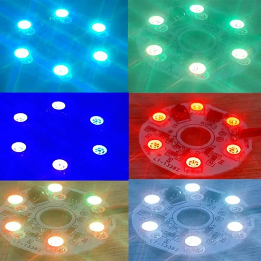 10-1PCS 1세트 6LEDs RGB LED 조명 플레이트 3-5V 연동 제어 다채로운 무선 리모컨 RGB 비즈 COB 칩 전구 액세서리