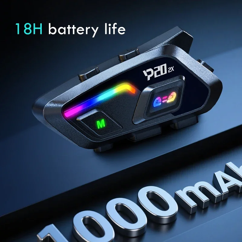 Kebidumei P20 2x Wireless Bluetooth6.0 Motorcycle Helmet Intercom Headset Waterproof 500 M Intercomunicador Speaker_voghion.com