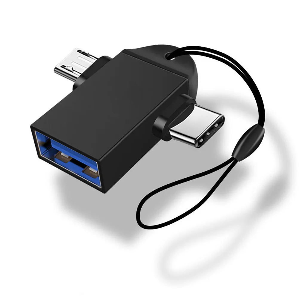Two In One OTG Adapter USB 3.0 Female To Micro USB Male and C Male Connector Aluminum Alloy on The Go Flash Disk Converter