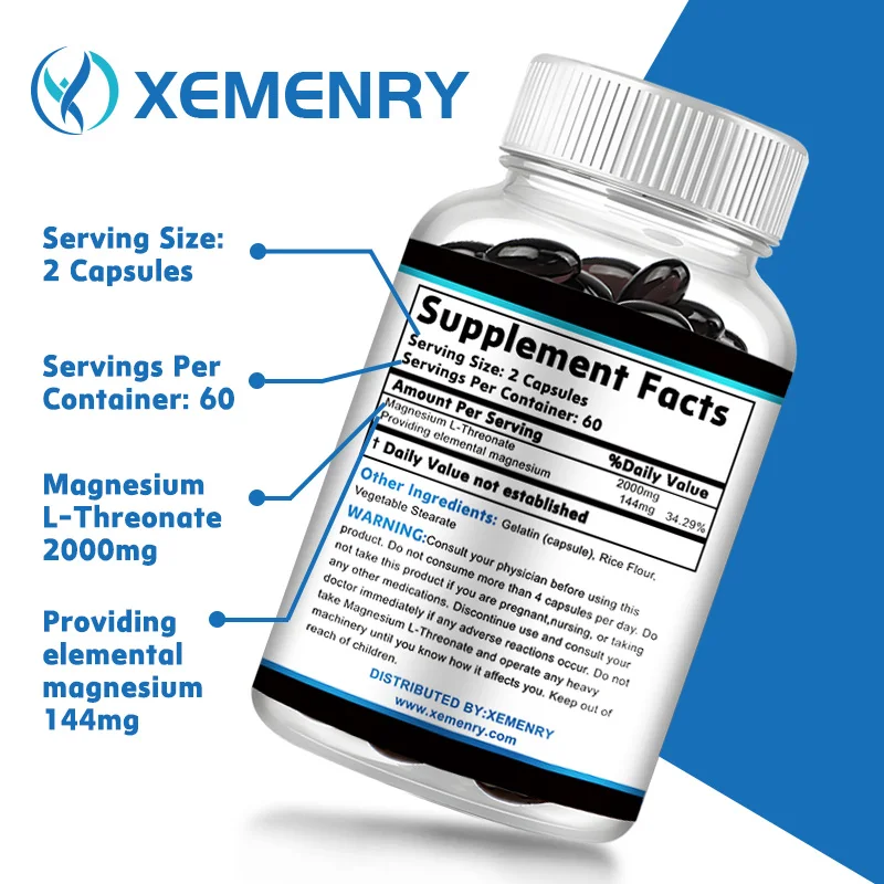 Magnesium L-Threonate Capsules &ndash; High Absorption Supplement &ndash; for Sleep and Cognitive Function Support magnesium citrate capsules