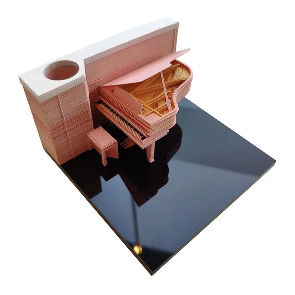 

Creative Pink Piano Three-dimensional Paper Carving Note Pad 3D Art Craft Memo Pad Sticky Notes Office Decoration Ornaments Gift