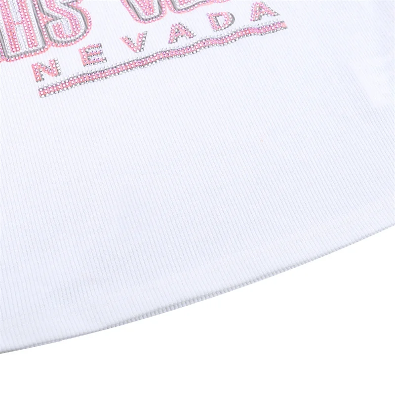 Camiseta sin mangas con estampado de letras Fairycore para mujer, ropa informal de los años 2000, con diamantes de imitación Y2K