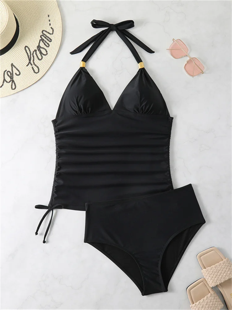 Bikini Swimsuit Women Swimwear Tankini V Neck Halter Bikinis Set Bathing Suit Female Brazilian Beach Wear Two Pieces XL women bikini sets