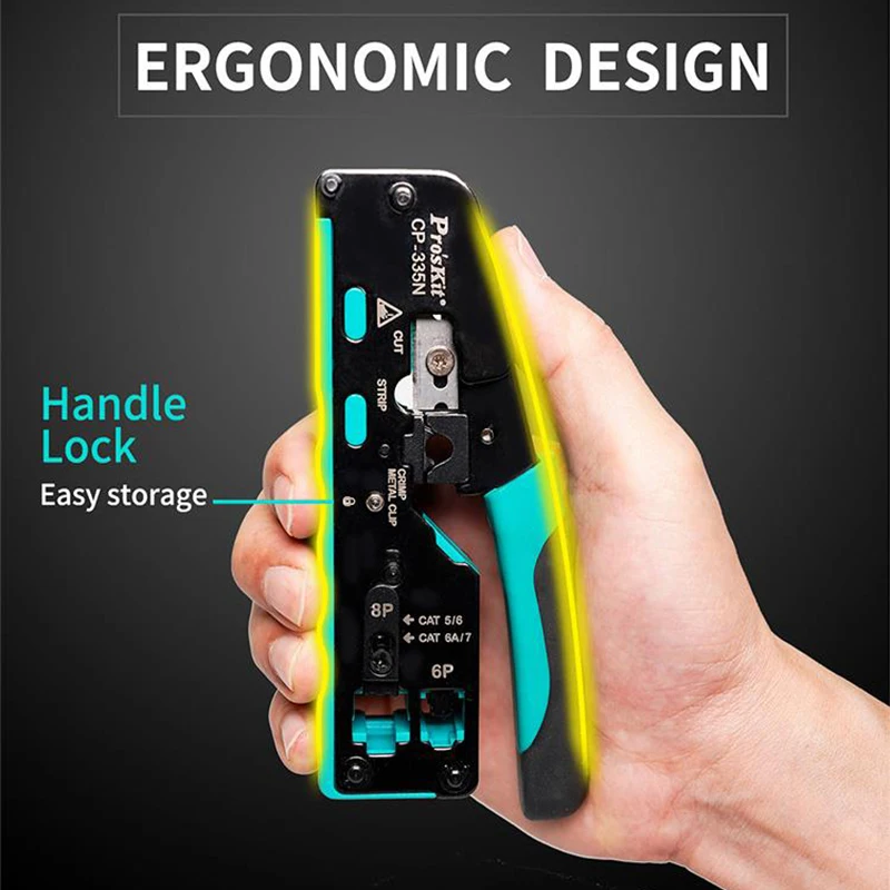 Pro'skit CP-335N CAT7 Modular Plug Crimping Tool Network Crimping Plier Cable Clamp RJ-45 RJ11/RJ12 Wire Stripper 5