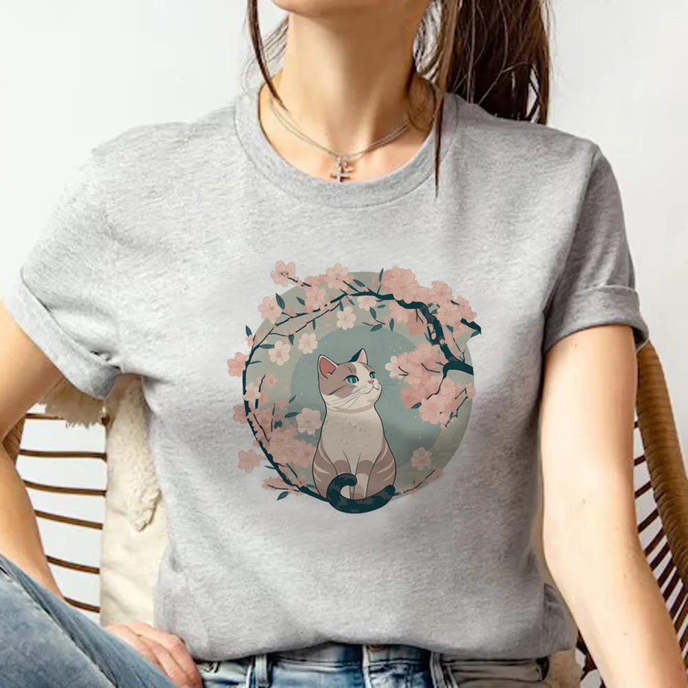 

Cute Cat Tee women comic summer graphic tshirt female graphic clothes
