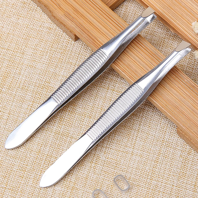 Eyebrow Tweezers 2Pcs/Set Professional Stainless Steel Hair Removal Clip Face Hair Remover Makeup Tool