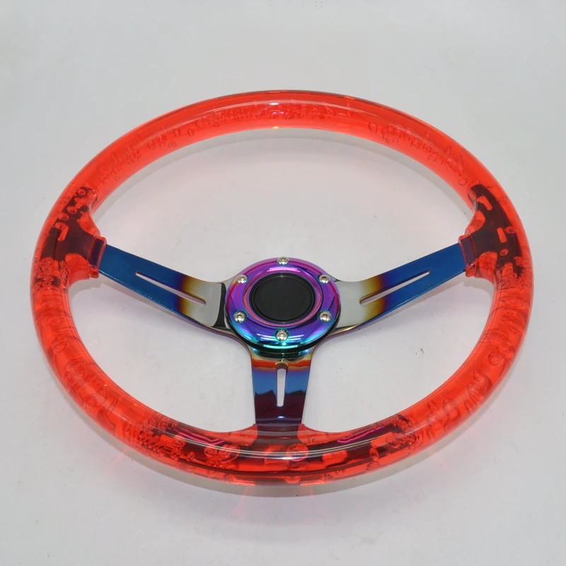 新品 現品限り! アクリル ステアリング 14inch クリアー Neo chrome-アクリルステアリングホイール,14インチ,350mm