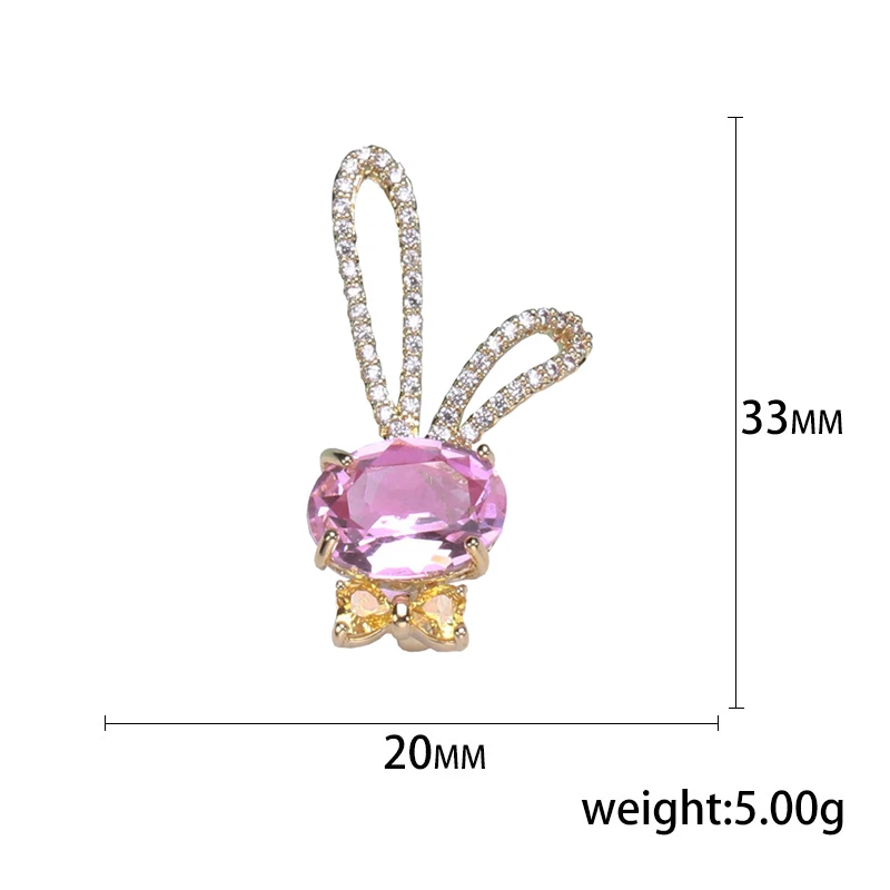 Blucome Cartoon Sweet Cute Inlaid Artificial Yellow and White Crystal Big-eared Rabbit Brooch Animal Small Pin