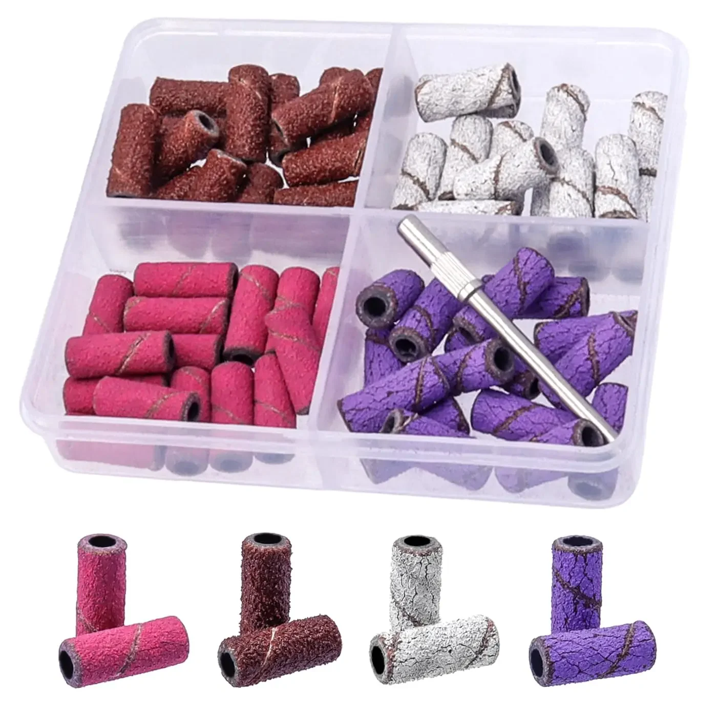 

60 Pcs 3mm Professional Small Sanding Bands & 1Pcs Small Mandrel Bit Set for Nail Drill Manicures and Pedicure Nail Accessories