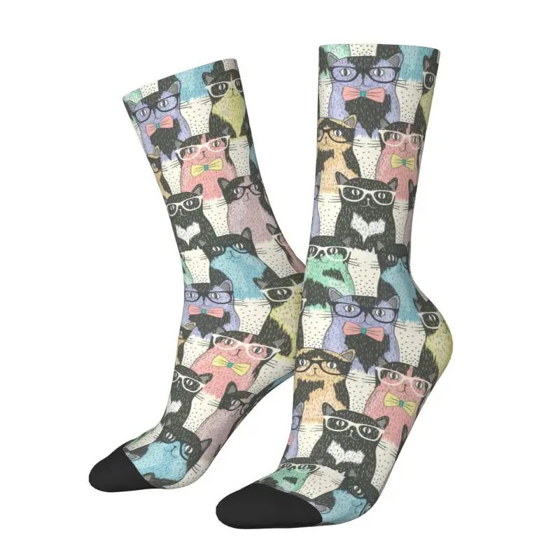 

Hipster Cute Cats Men's Crew Socks Unisex Funny 3D Printing Funny Kitten Dress Socks