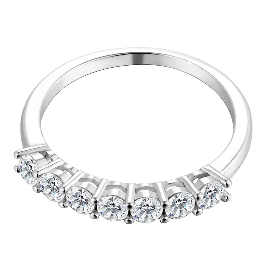 URMYLADY Real D Color 7 Stones 3mm Full Moissanite Row Rings S925 Sterling Silver Plate Pt950 Simple Jewelry For Wholesale 3