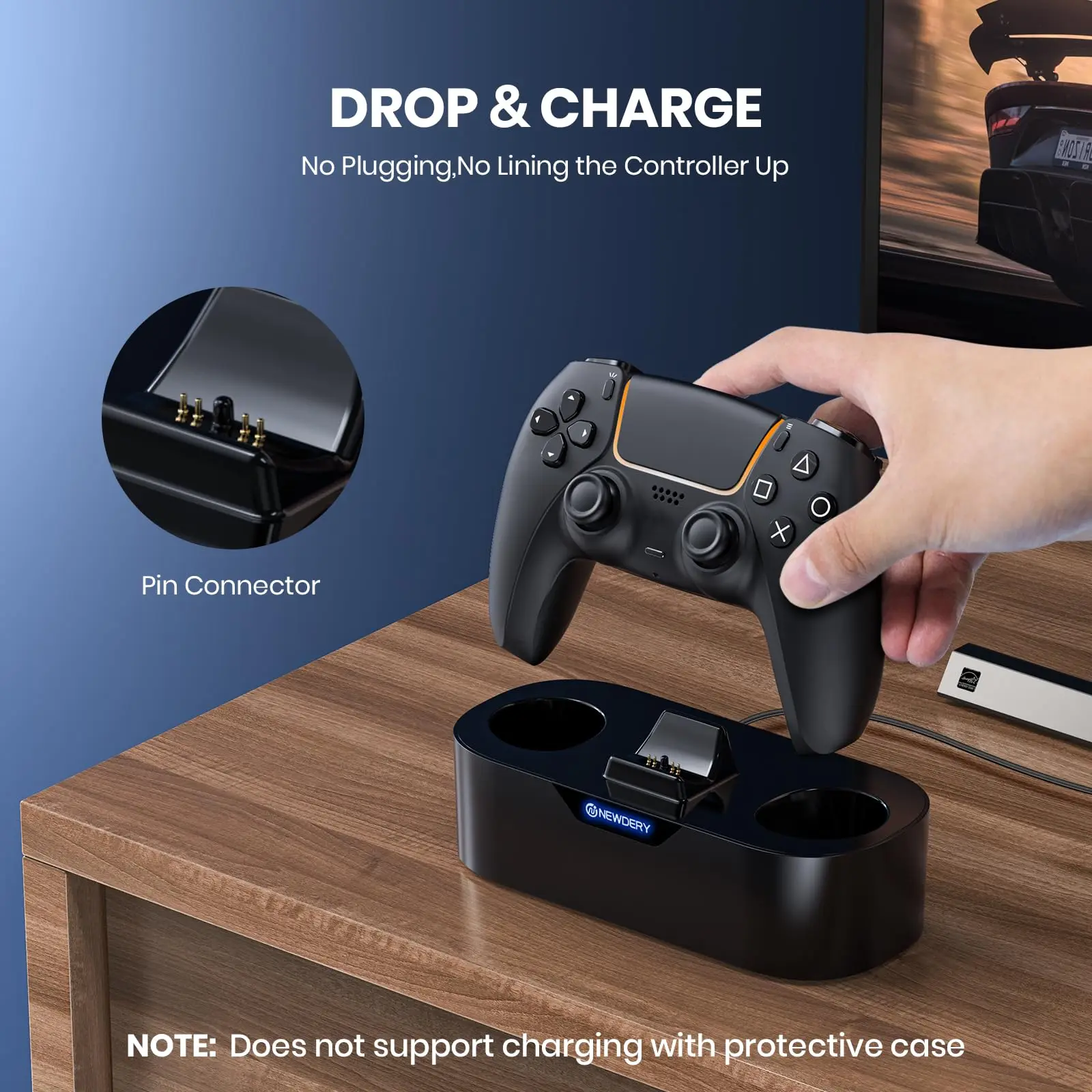 Wireless Charging Dock Station for PlayStation Controllers - Fast-Charge Stand for DualSense